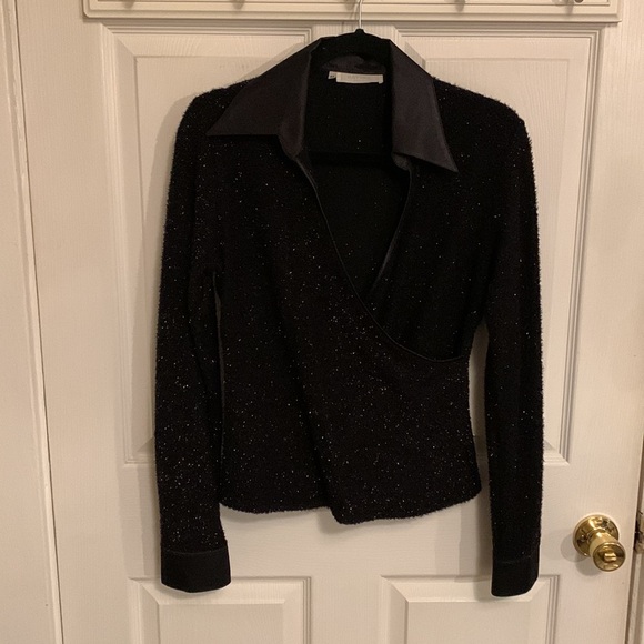 Rayure Paris Women’s Cocktail Long Sleeve Vintage Wrap Blouse - Picture 2 of 16